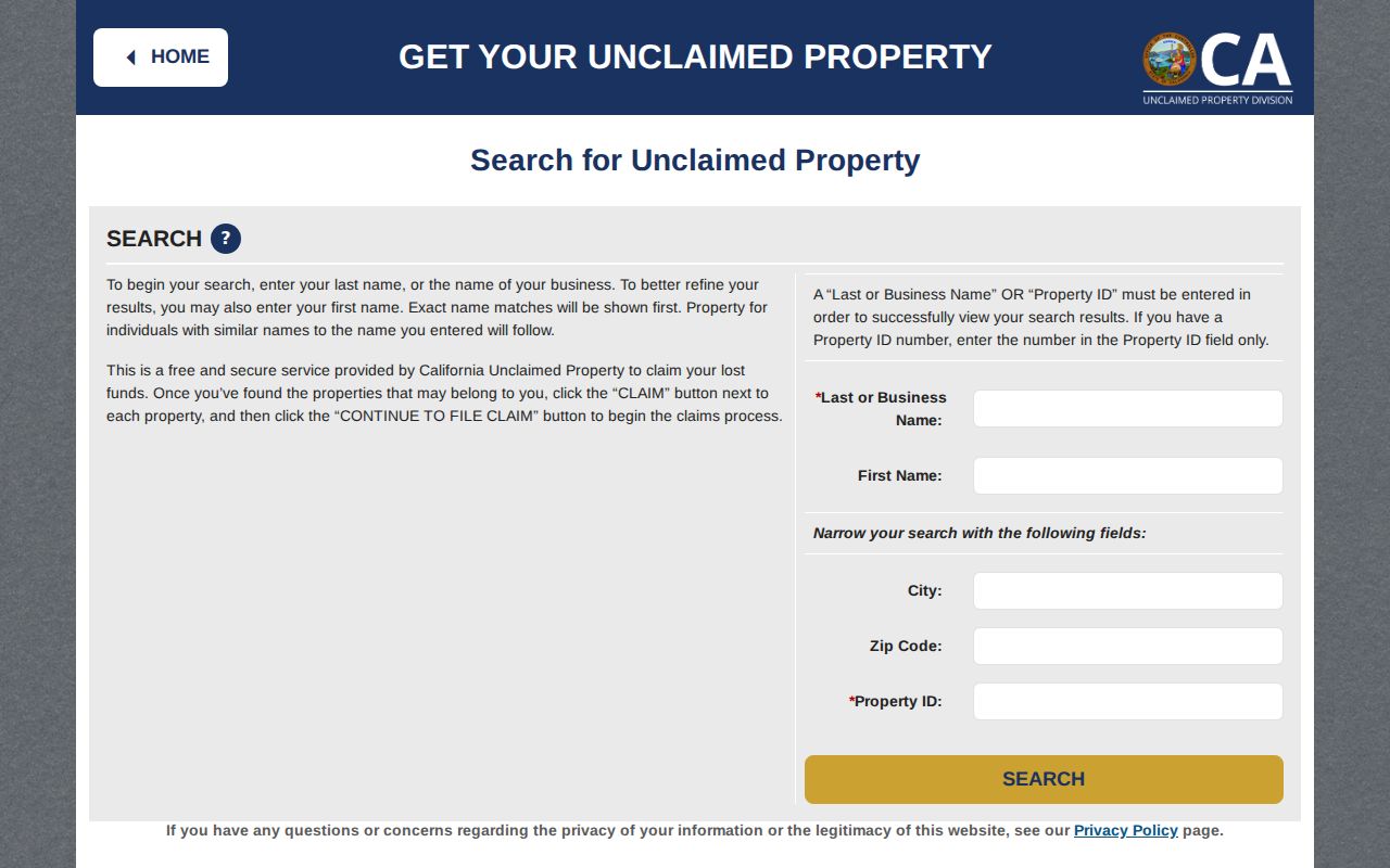 South Gate people search with California unclaimed property records