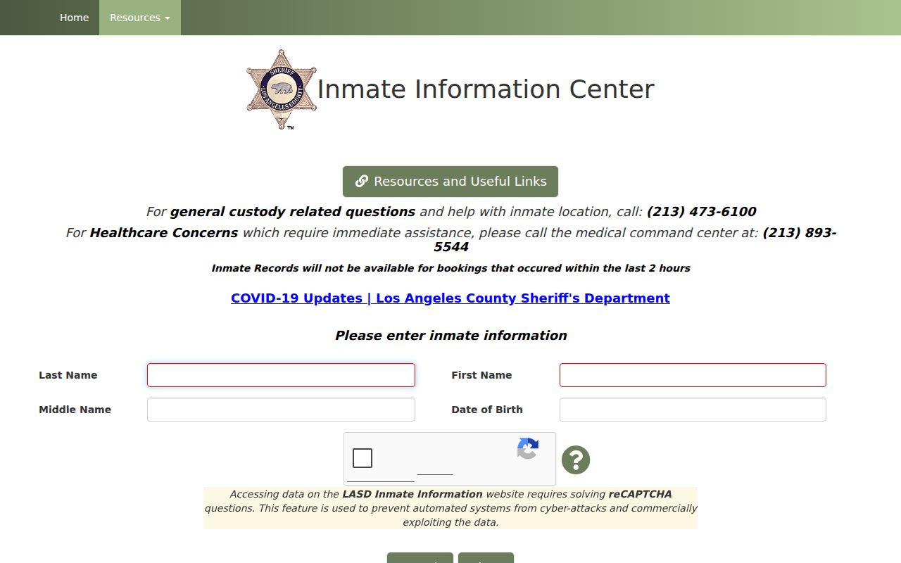 South Gate people search through Los Angeles County custody records