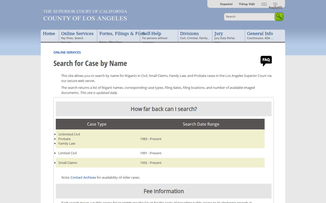 South Gate people search using Los Angeles Superior Court records