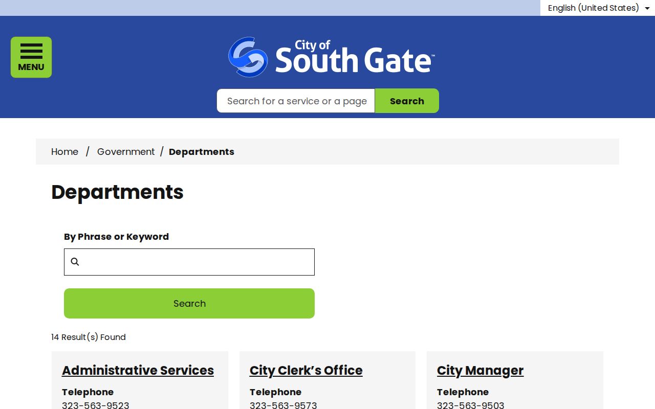 South Gate people search city department records