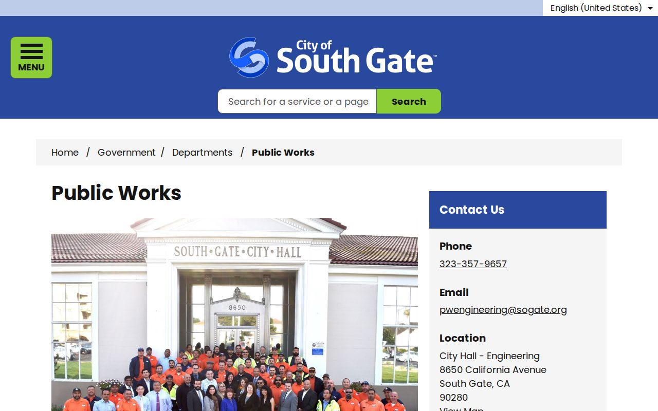 South Gate people directories Public Works staff listing