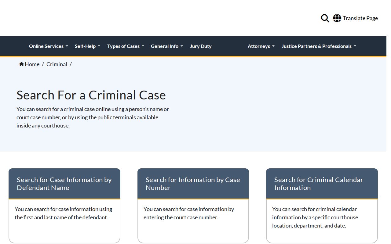 South Gate public records instructions for Los Angeles Superior Court criminal cases