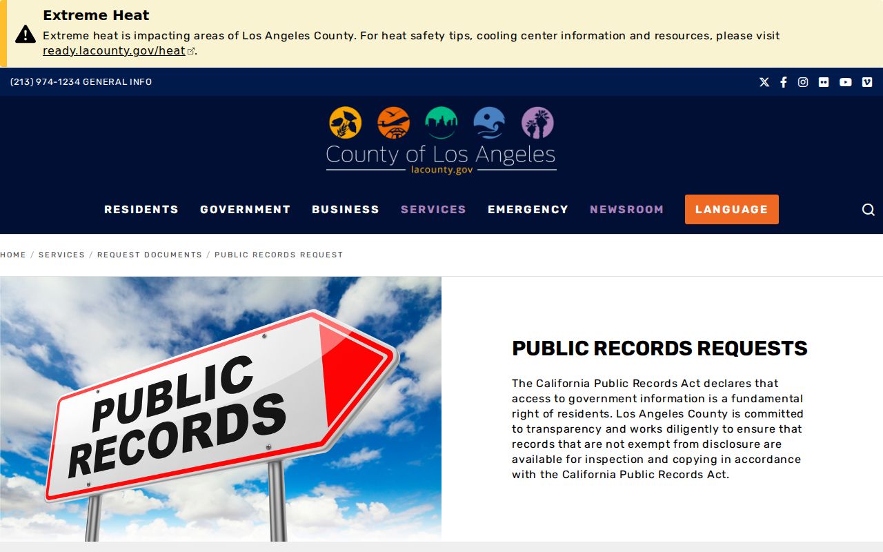 South Gate public records request policy from Los Angeles County